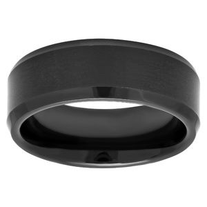Mens Black Stainless Steel Ring Band, Sizes 9-11